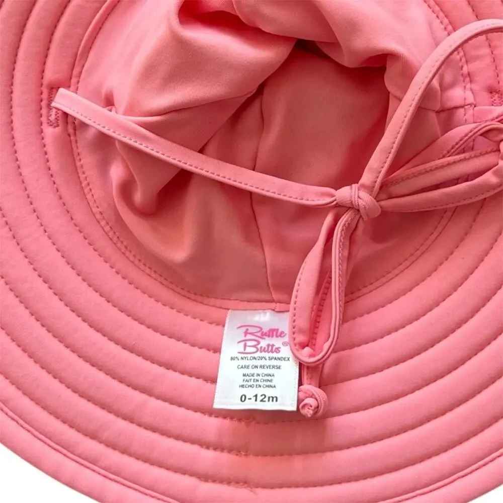 Ruffle Butts Baby Swim Hat UPF 50+ Protection Wide Brim Size 0-12 Months